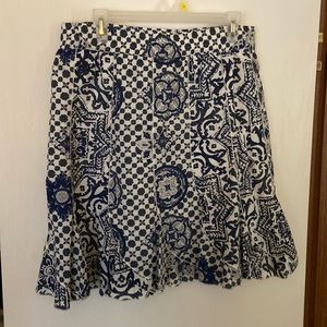 Skirt, blue and white